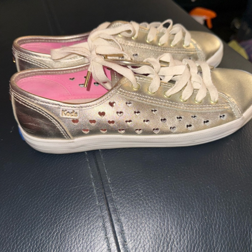 Kate Spade Keds Women's Shimmering Gold Heart Sneakers